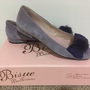 Sold eBay 7/26-Light Purple Lilac Periwinkle Size 7.5 /38 Flats w/Bowtie Pom Top